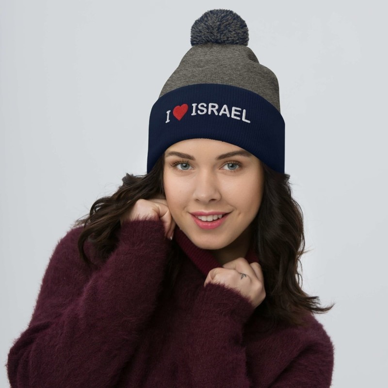 Bonnet à pompon J'aime Israël