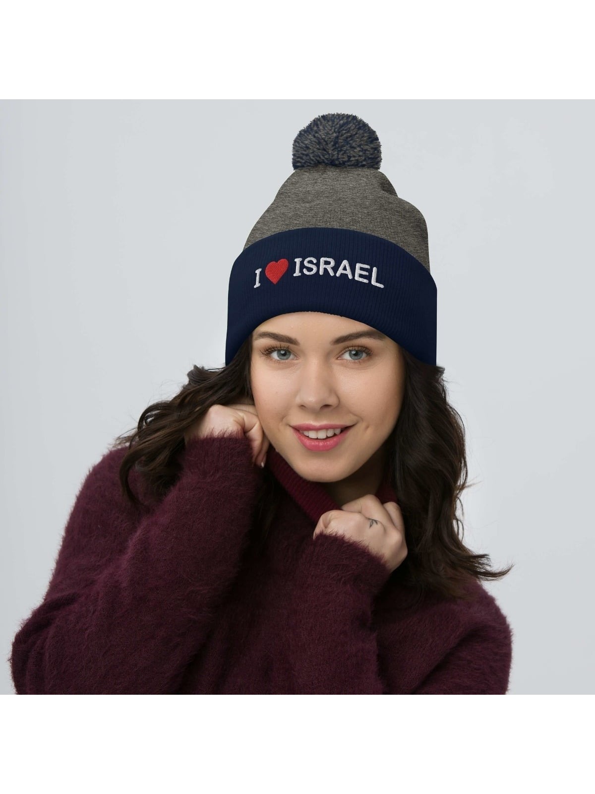 I Love Israel Pom-Pom Beanie