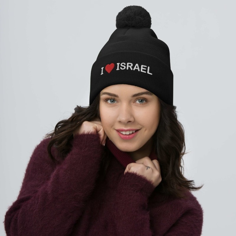 Bonnet à pompon J'aime Israël