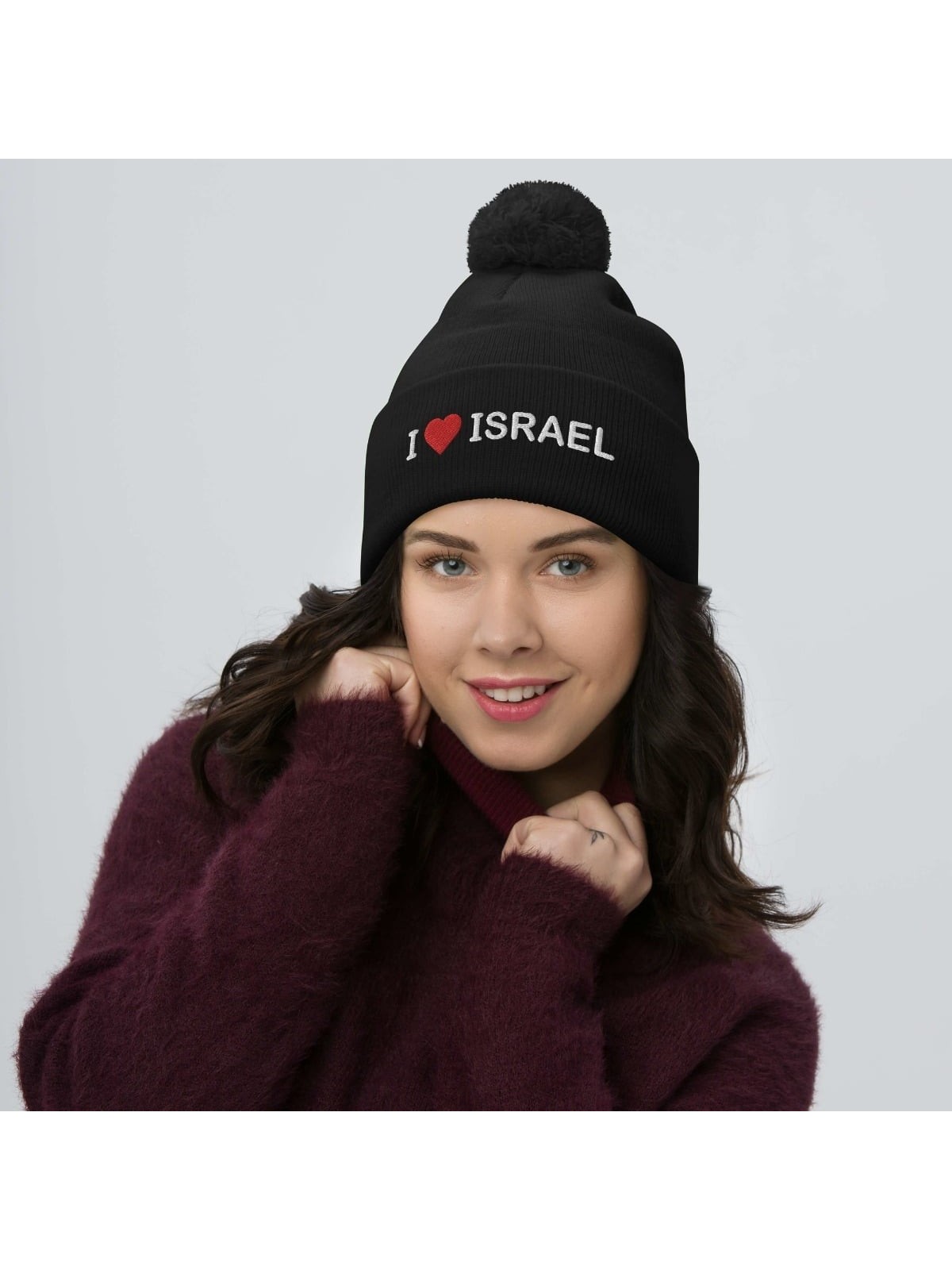 I Love Israel Pom-Pom Beanie