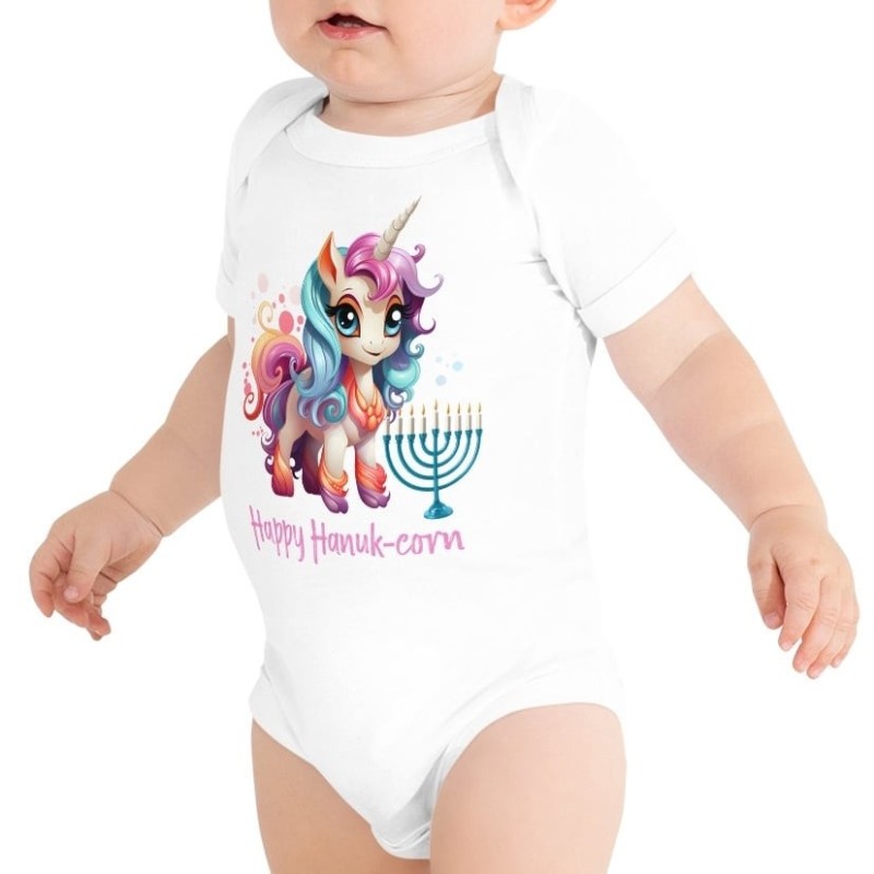 Happy Hanuk-Corn Baby Short Sleeve Onesie