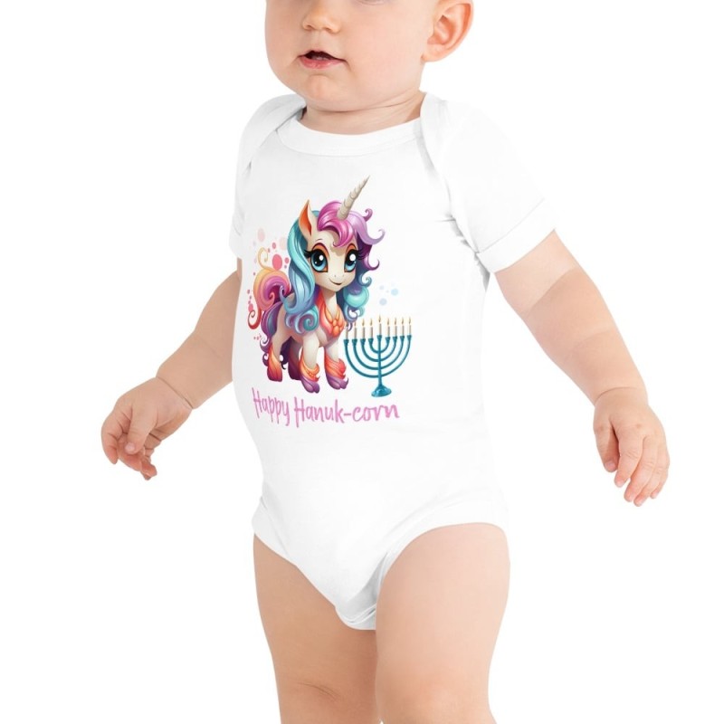 Happy Hanuk-Corn Baby Short Sleeve Onesie