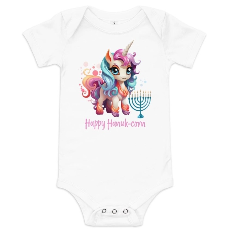 Happy Hanuk-Corn Baby Short Sleeve Onesie