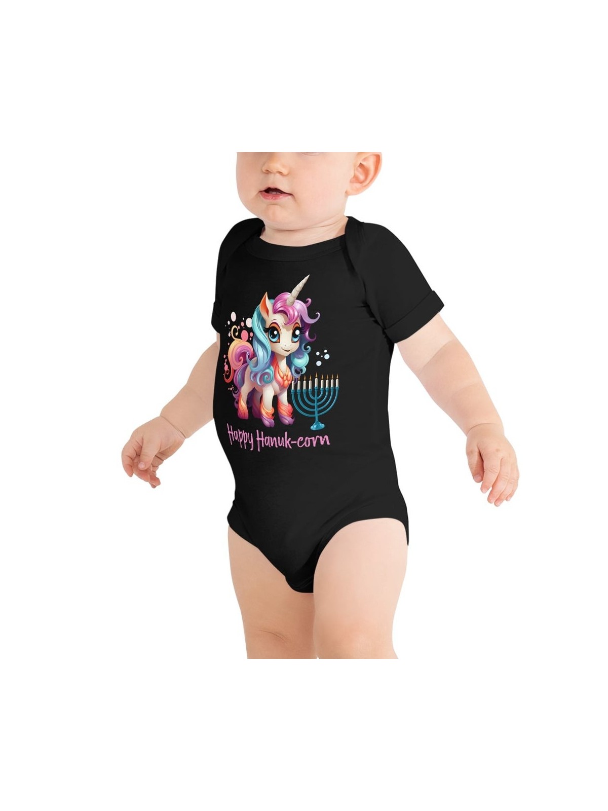 Happy Hanuk-Corn Baby Short Sleeve Onesie