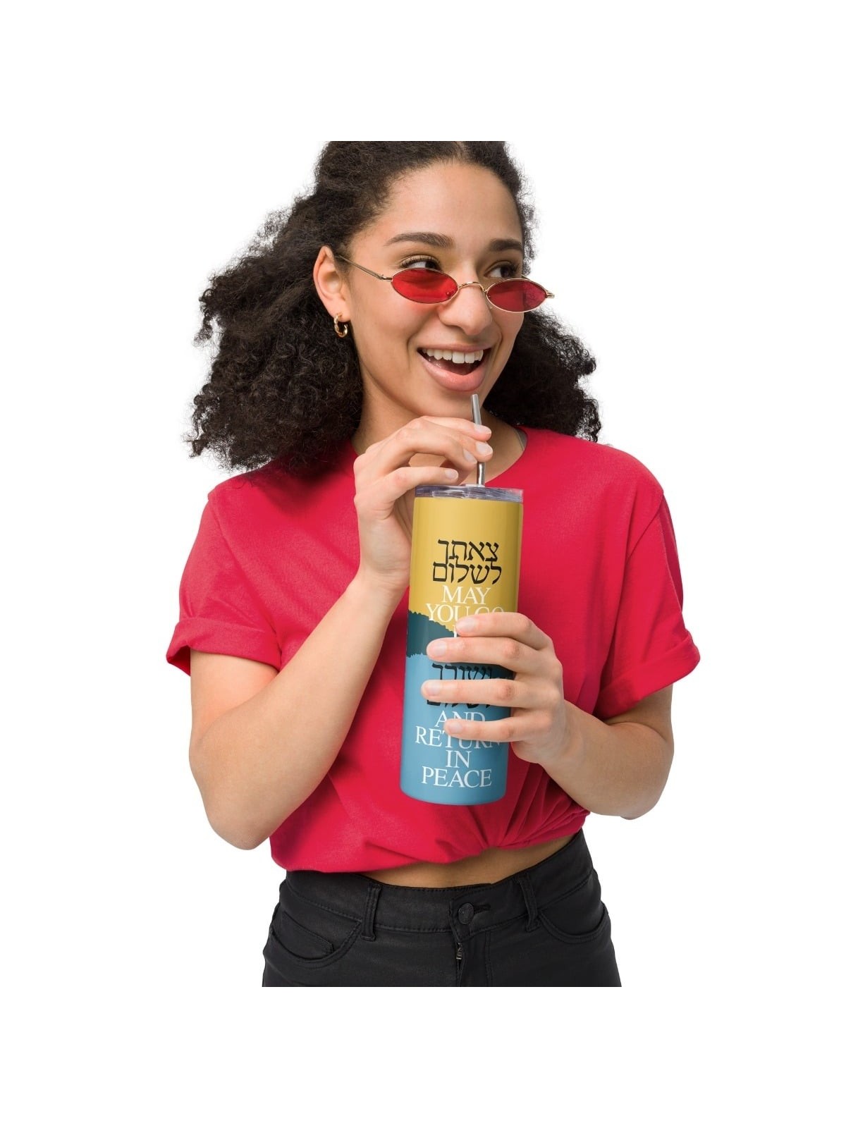 כוס תפילה למטייל מנירוסטה (צהוב וכחול)