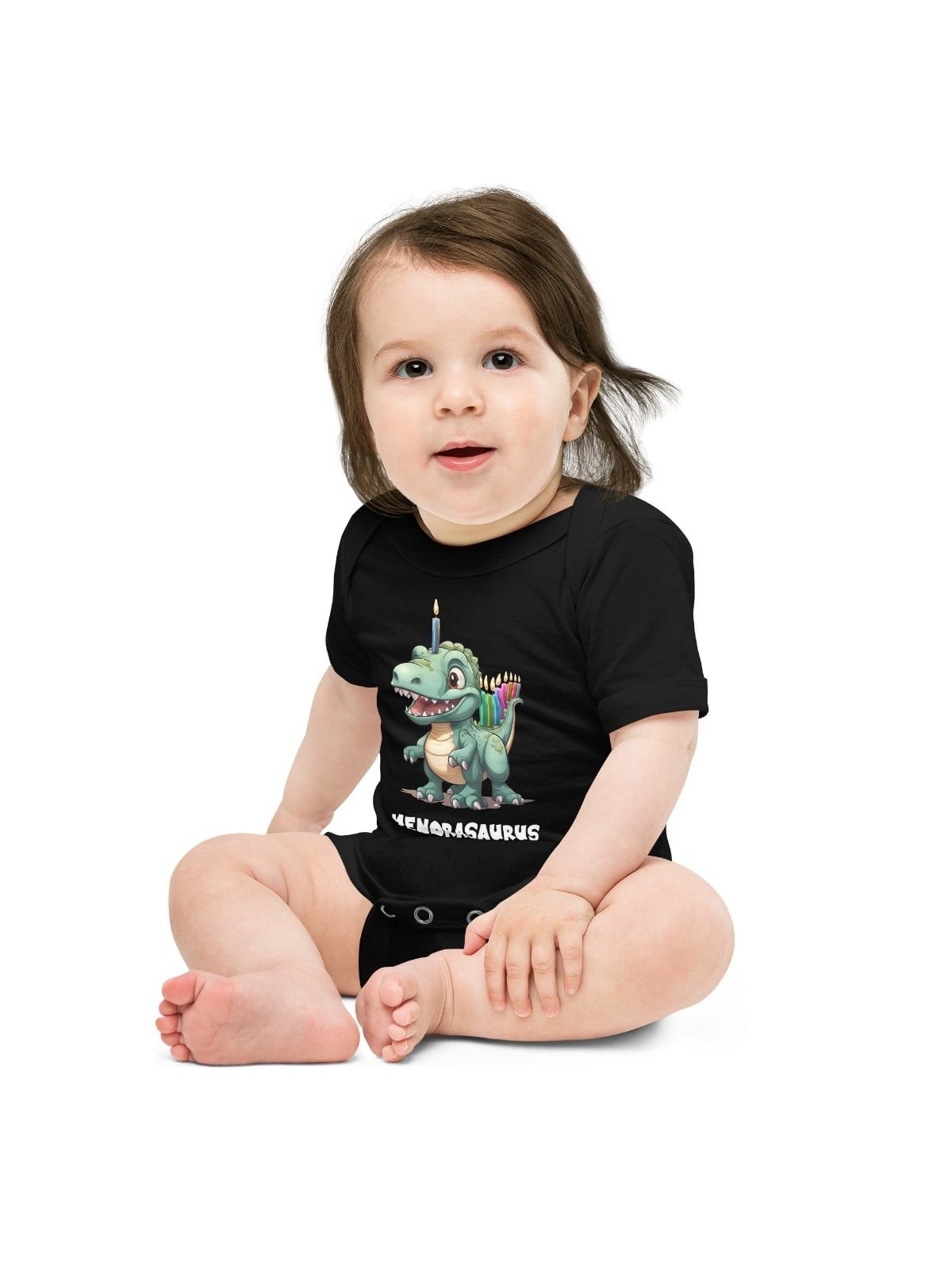 Hanukkah Menorasaurus Short Sleeve Baby Bodysuit Onesie