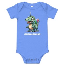 Hanukkah Menorasaurus Short Sleeve Baby Bodysuit Onesie