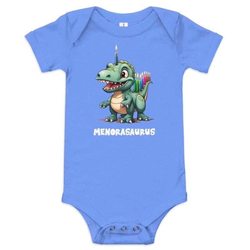 Hanukkah Menorasaurus Short Sleeve Baby Bodysuit Onesie