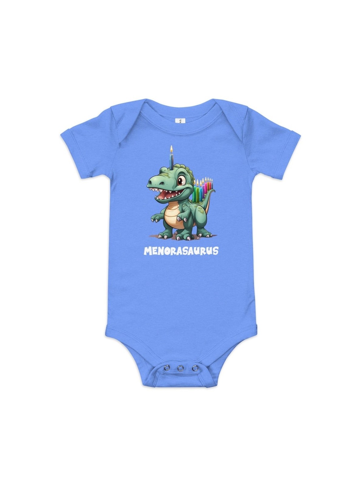 Hanukkah Menorasaurus Short Sleeve Baby Bodysuit Onesie