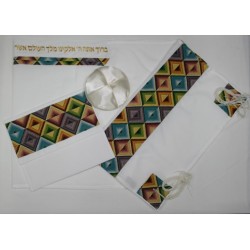 Colorful Geometric Tallit Set By Ronit Gur | Modern Tallits