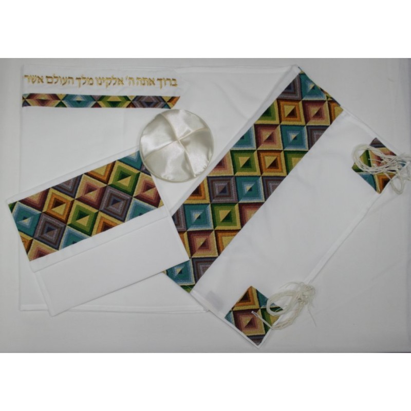 Colorful Geometric Tallit Set By Ronit Gur | Modern Tallits