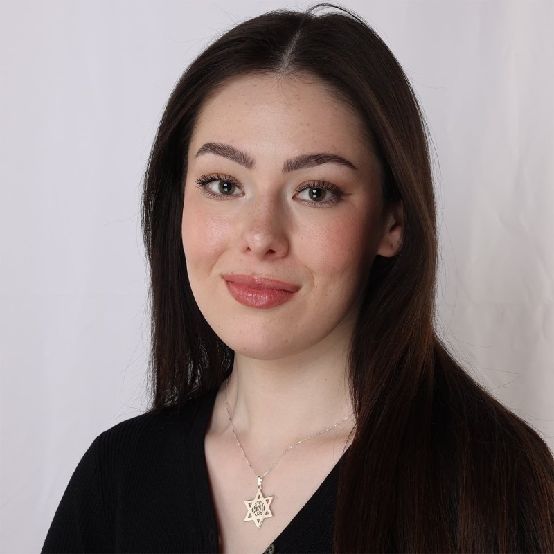 Silver Star of David Monogram Personalized Name Necklace - English/Heb