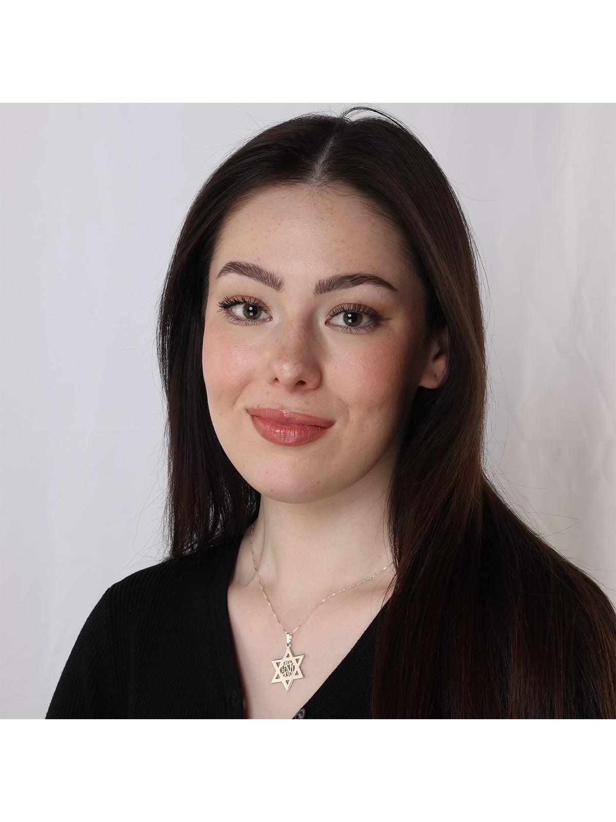 Silver Star of David Monogram Personalized Name Necklace - English/Heb