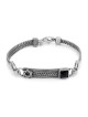 Bracelet homme étoile de David en argent sterling et pierre d'onyx noir avec P