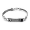 Star of David Men's Sterling Silver & Black Onyx Stone Bracelet With P