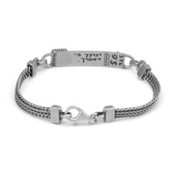 Star of David Men's Sterling Silver & Black Onyx Stone Bracelet With P