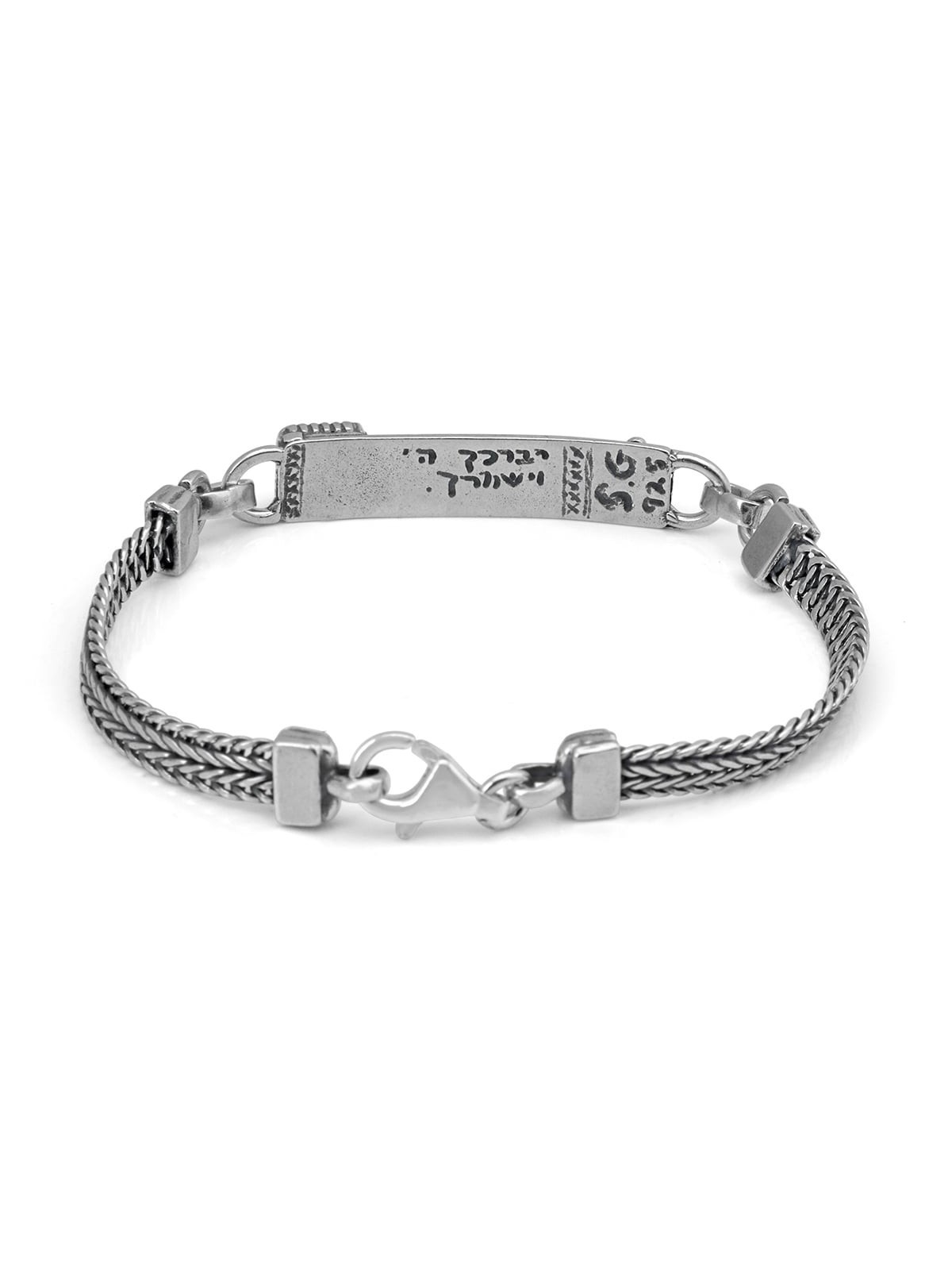 Bracelet homme étoile de David en argent sterling et pierre d'onyx noir avec P