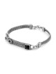 Bracelet homme étoile de David en argent sterling et pierre d'onyx noir avec P
