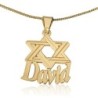 24K Gold Plated Silver Name Necklace in English with Star of David-Ver