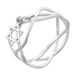 Bague délicate étoile de David en argent sterling