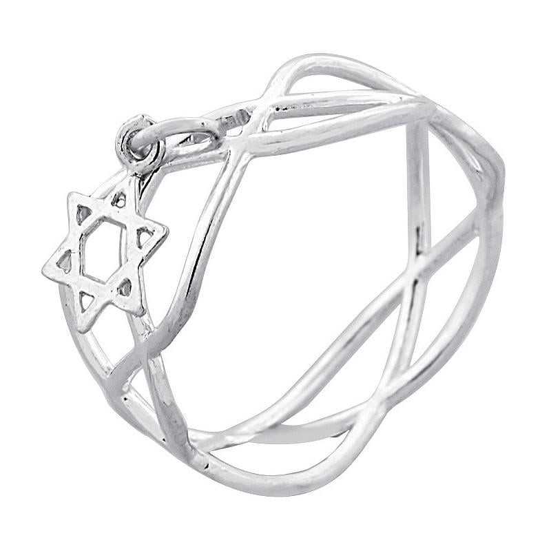 Bague délicate étoile de David en argent sterling