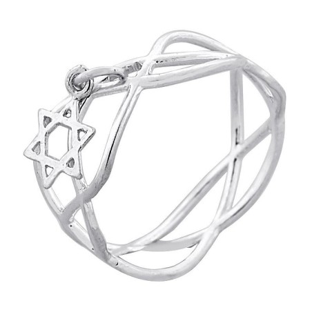 Bague délicate étoile de David en argent sterling