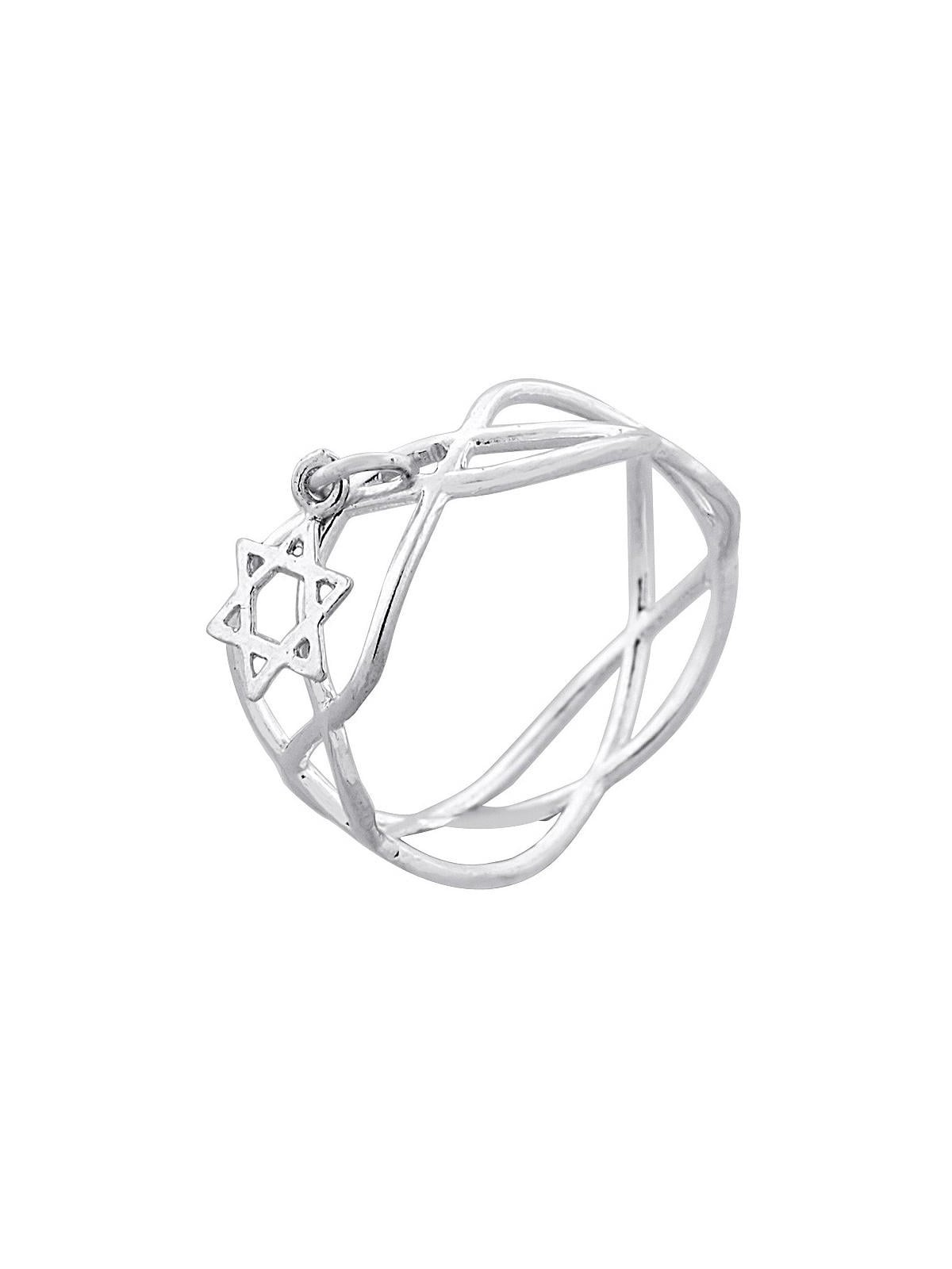 Bague délicate étoile de David en argent sterling