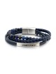 Men's Priestly Blessing 3-Band Beaded Leather Bracelet with Magnetic C