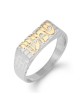 Thick Sterling Silver Western Wall Hebrew Name Ring for Men with Gold