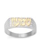 Thick Sterling Silver Western Wall Hebrew Name Ring for Men with Gold