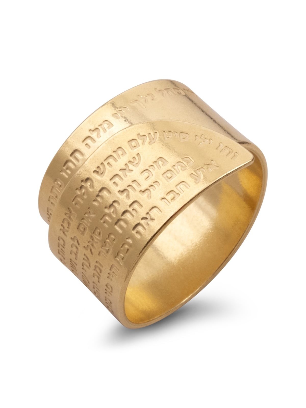 18K Gold-Plated Open Kabbalah Ring With 72 Names of God
