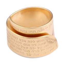 18K Gold-Plated Open Kabbalah Ring With 72 Names of God