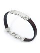 Shema Israel : Bracelet en argent et cuir avec accents de diamants