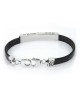 Shema Israel : Bracelet en argent et cuir avec accents de diamants