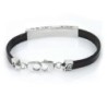 Shema Israel: Silver and Leather Bracelet with Diamond Accent