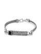 Bracelet en argent sterling pour hommes Traveler's Prayer avec pierre d'onyx noir