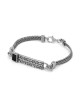 Bracelet en argent sterling pour hommes Traveler's Prayer avec pierre d'onyx noir