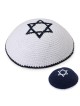 Embroidered and Knitted Kippah with Star of David - Choice of Color