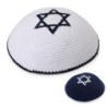 Embroidered and Knitted Kippah with Star of David - Choice of Color