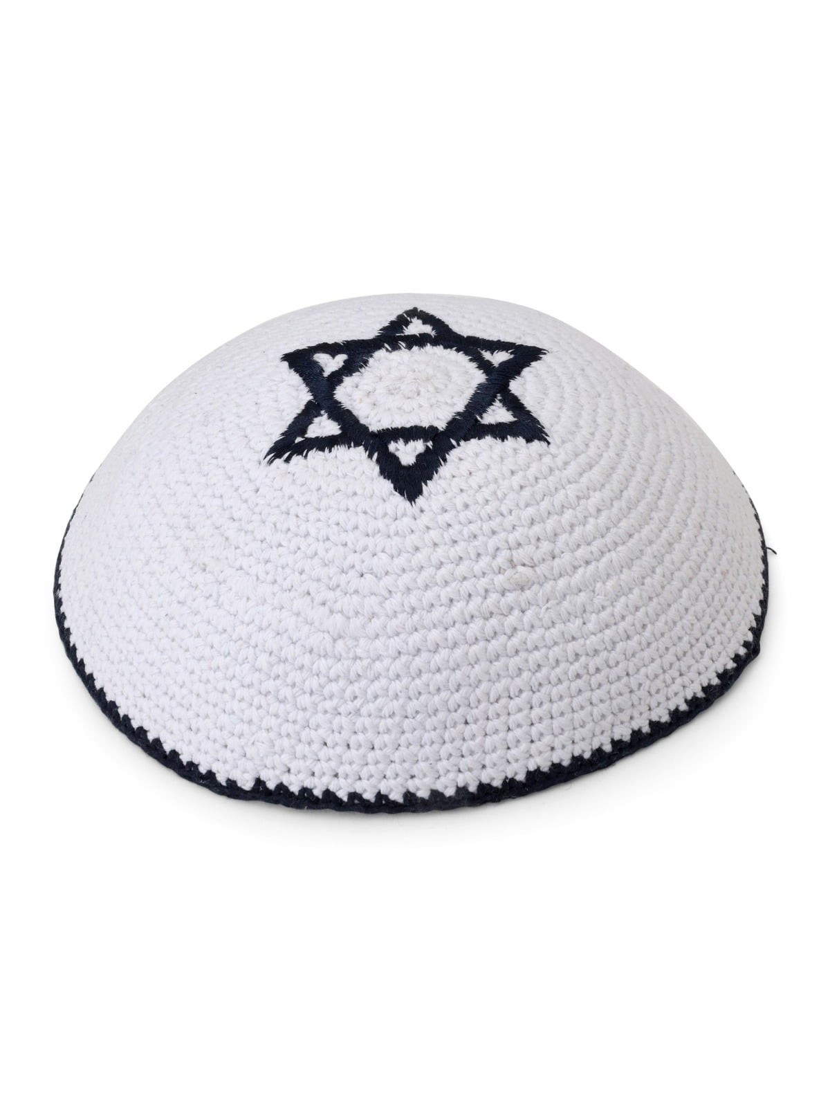 Kippa brodée et tricotée avec étoile de David - Choix de couleur