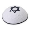 Embroidered and Knitted Kippah with Star of David - Choice of Color
