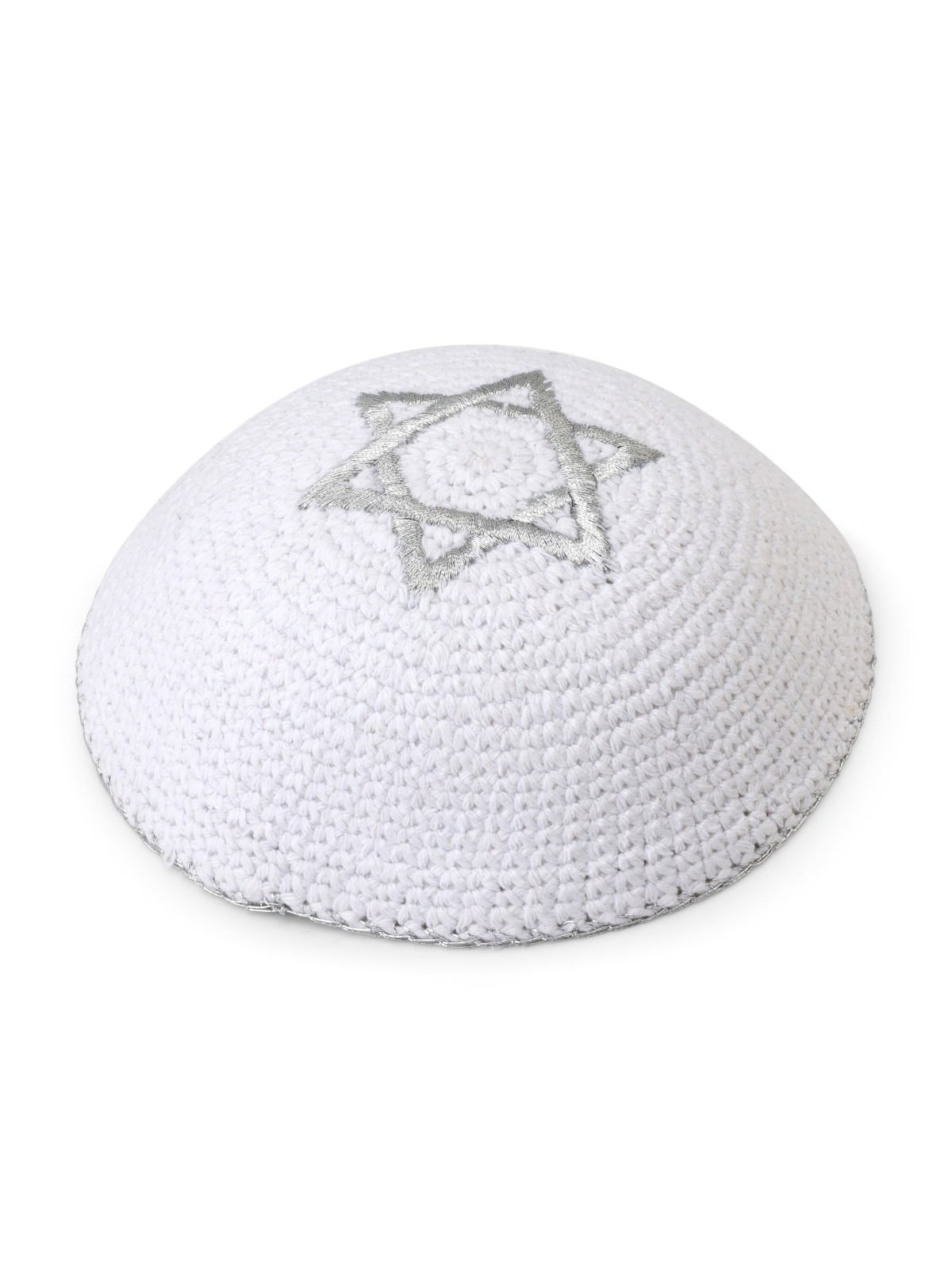 Embroidered and Knitted Kippah with Star of David - Choice of Color