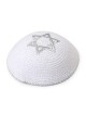 Embroidered and Knitted Kippah with Star of David - Choice of Color