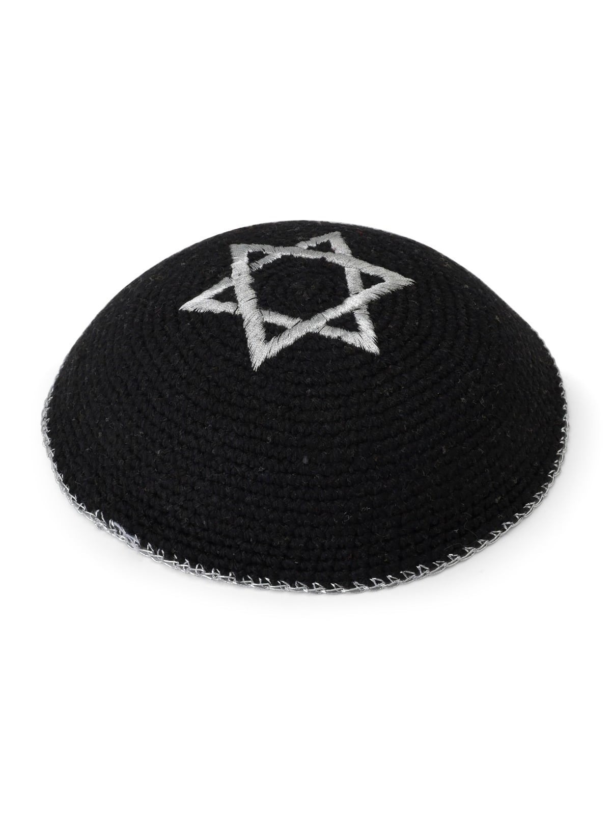 Embroidered and Knitted Kippah with Star of David - Choice of Color