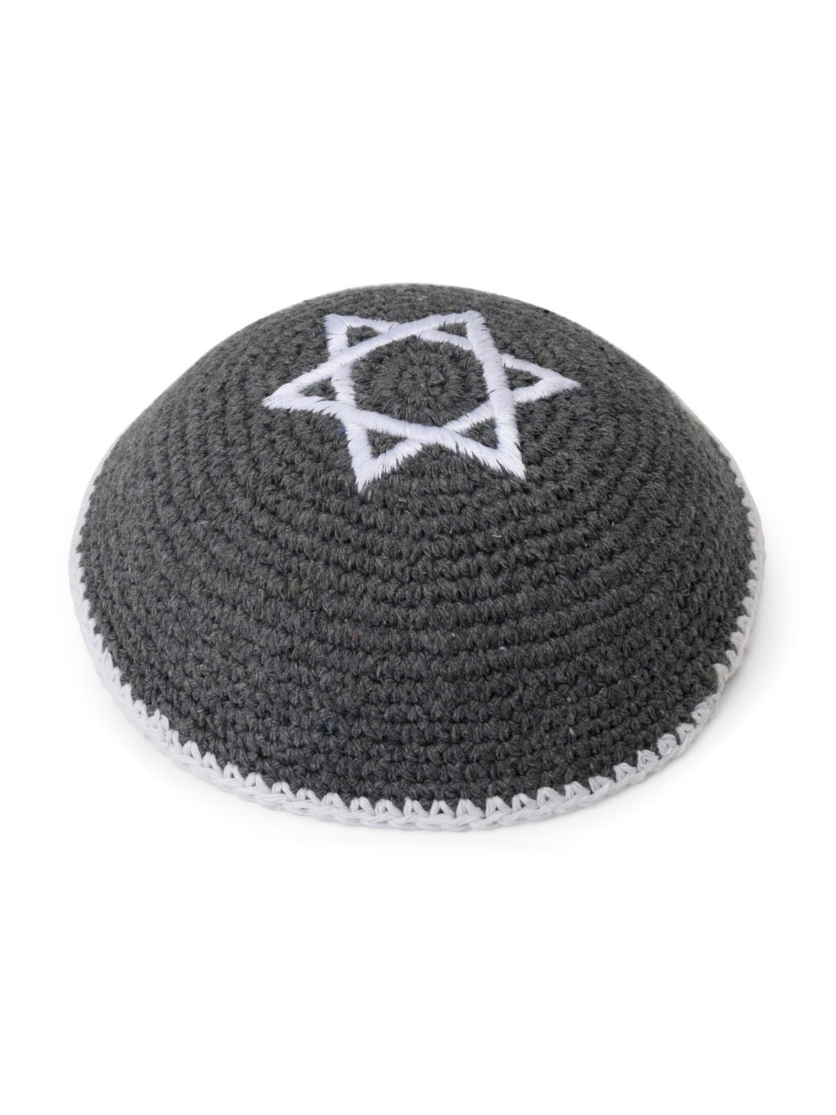 Embroidered and Knitted Kippah with Star of David - Choice of Color