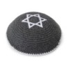 Embroidered and Knitted Kippah with Star of David - Choice of Color