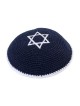 Embroidered and Knitted Kippah with Star of David - Choice of Color