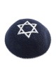 Embroidered and Knitted Kippah with Star of David - Choice of Color