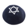 Embroidered and Knitted Kippah with Star of David - Choice of Color