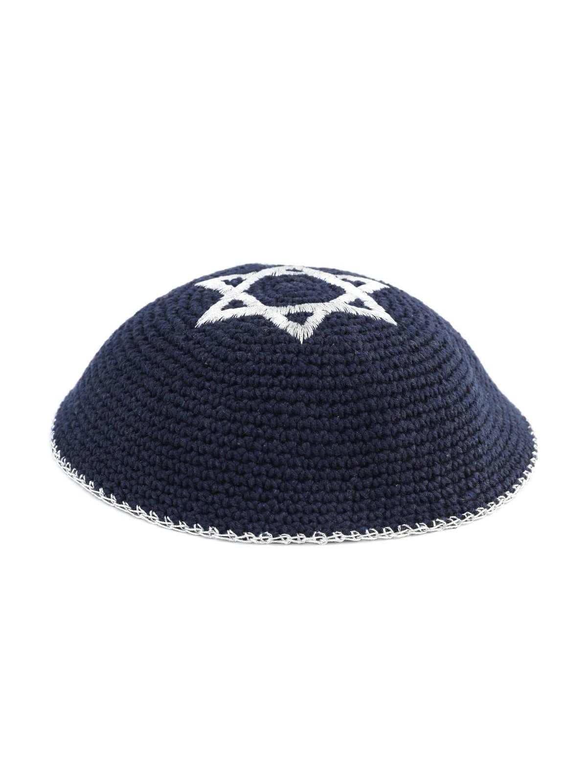 Kippa brodée et tricotée avec étoile de David - Choix de couleur